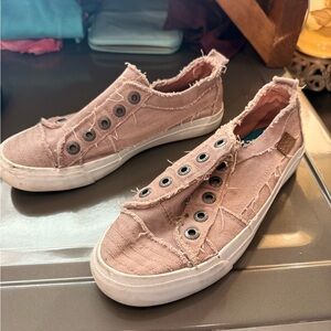 Blowfish Dusty Pink Frayed Slip-On Sneakers